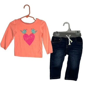 Cat & Jack jeans/ Circo peach long sleeve top Size 12 months